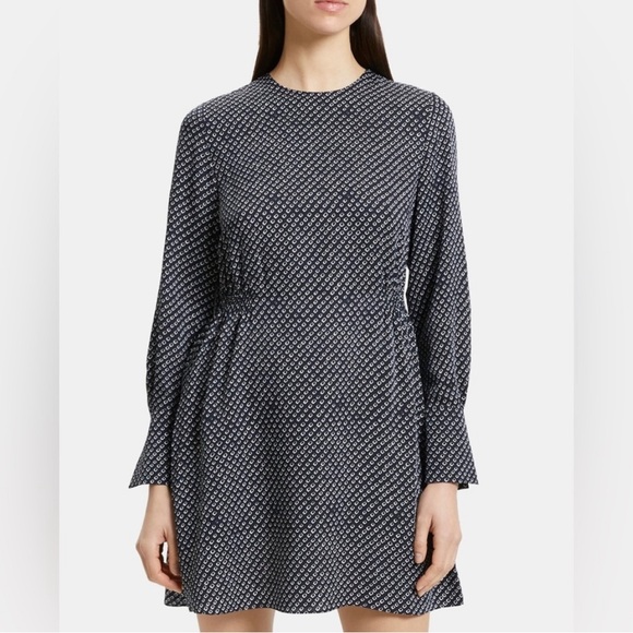 100% Silk Theory Dress Long Sleeve Mini size 6 - Picture 2 of 7